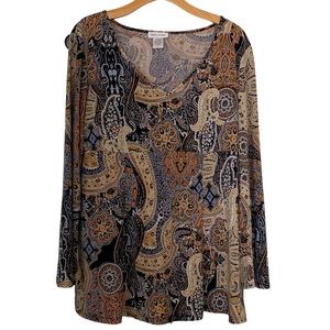 MONROE & MAIN Paisley Pull Over Top Tunic Size Large